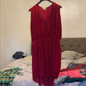 Cranberry Silk Dress High Low